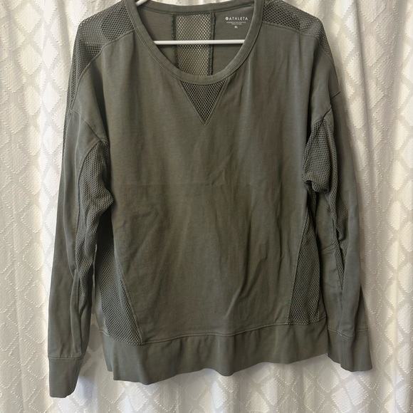 Athleta - Mesh Cruiser Sweatshirt - Olive Green - Picture 2 of 5